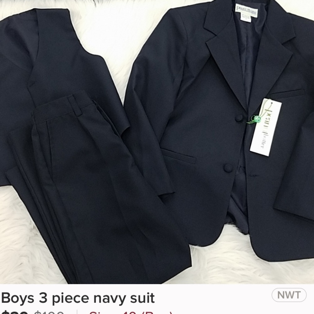 Boys 3 piece navy suit